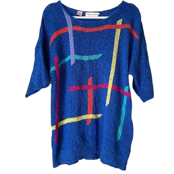 Tops - 10/$63 Vintage linen cotton blue orange yellow pink teal lined boatneck tunic